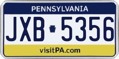 PA license plate JXB5356