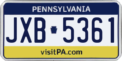 PA license plate JXB5361