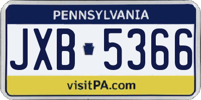 PA license plate JXB5366