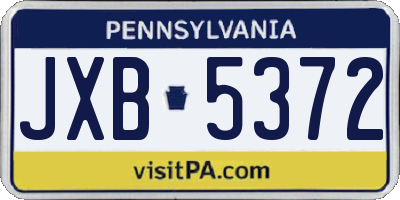 PA license plate JXB5372