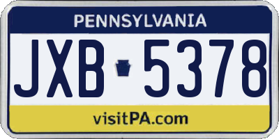 PA license plate JXB5378