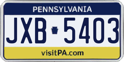 PA license plate JXB5403