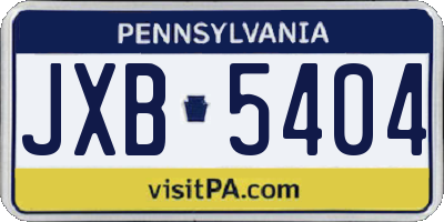 PA license plate JXB5404
