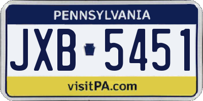 PA license plate JXB5451