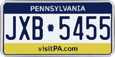 PA license plate JXB5455