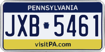 PA license plate JXB5461