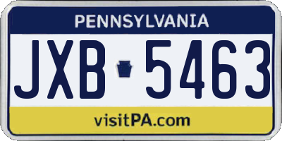 PA license plate JXB5463
