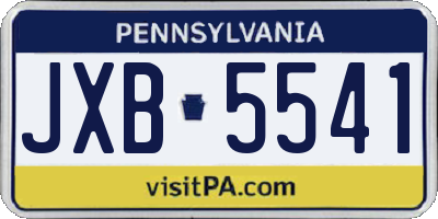PA license plate JXB5541