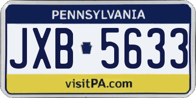PA license plate JXB5633