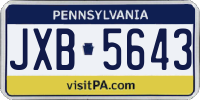 PA license plate JXB5643