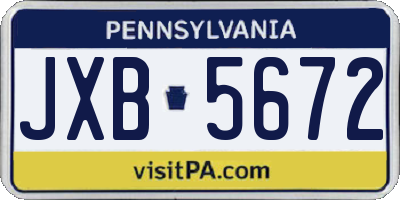 PA license plate JXB5672