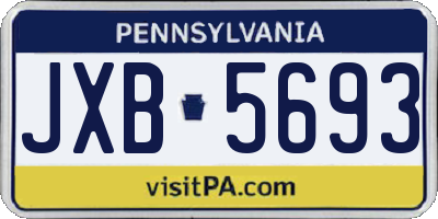 PA license plate JXB5693