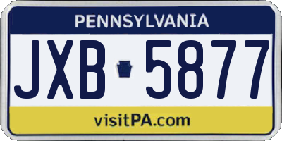 PA license plate JXB5877