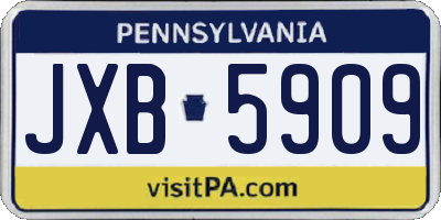 PA license plate JXB5909