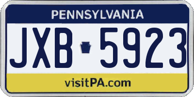 PA license plate JXB5923
