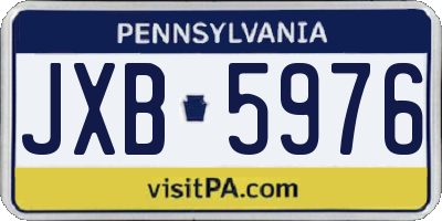 PA license plate JXB5976