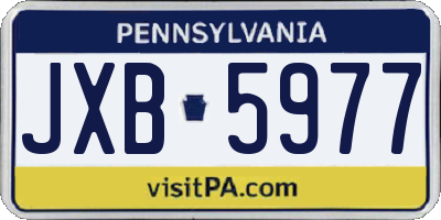 PA license plate JXB5977