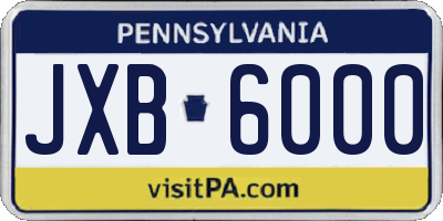 PA license plate JXB6000