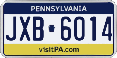 PA license plate JXB6014