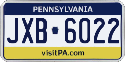 PA license plate JXB6022