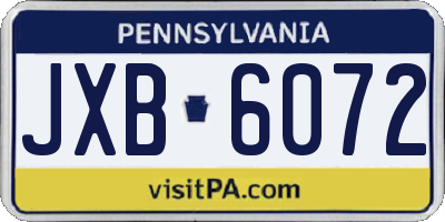 PA license plate JXB6072