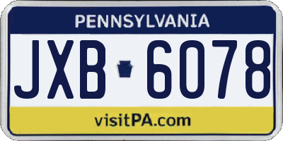PA license plate JXB6078