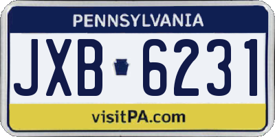 PA license plate JXB6231