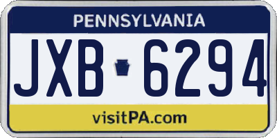 PA license plate JXB6294