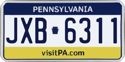 PA license plate JXB6311