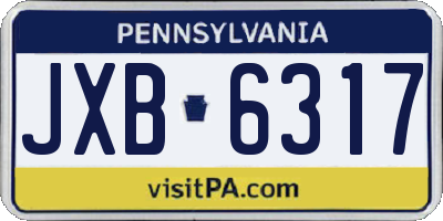 PA license plate JXB6317