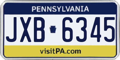 PA license plate JXB6345