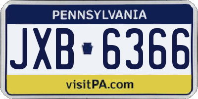 PA license plate JXB6366
