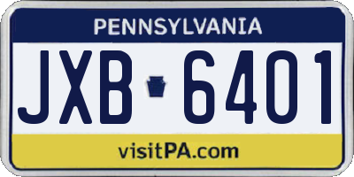 PA license plate JXB6401