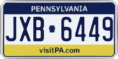 PA license plate JXB6449