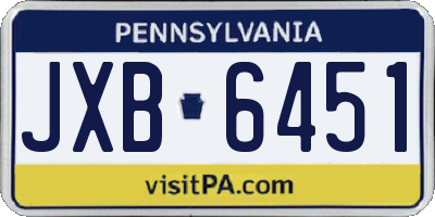 PA license plate JXB6451