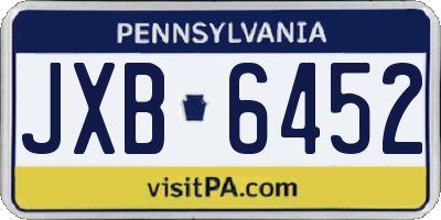 PA license plate JXB6452