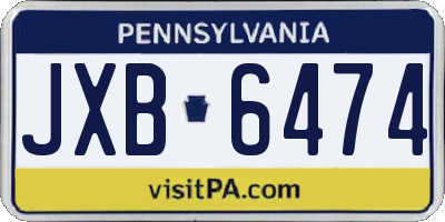 PA license plate JXB6474