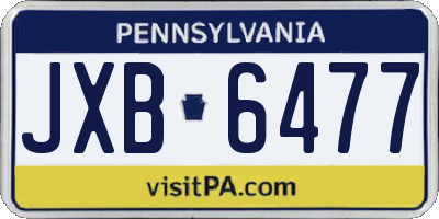 PA license plate JXB6477