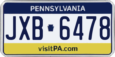PA license plate JXB6478