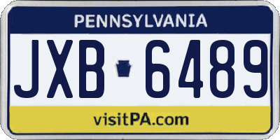 PA license plate JXB6489