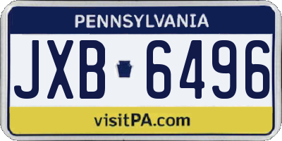PA license plate JXB6496