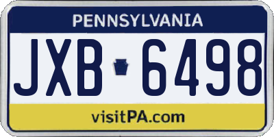 PA license plate JXB6498