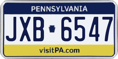 PA license plate JXB6547