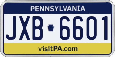PA license plate JXB6601