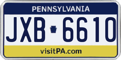 PA license plate JXB6610