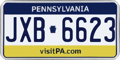 PA license plate JXB6623