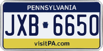 PA license plate JXB6650