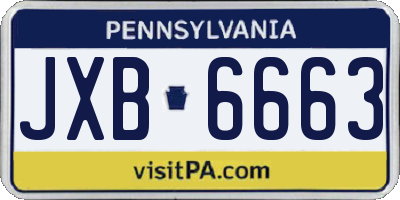 PA license plate JXB6663