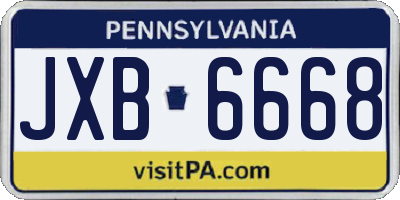 PA license plate JXB6668