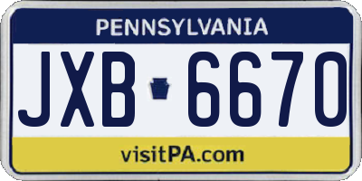 PA license plate JXB6670